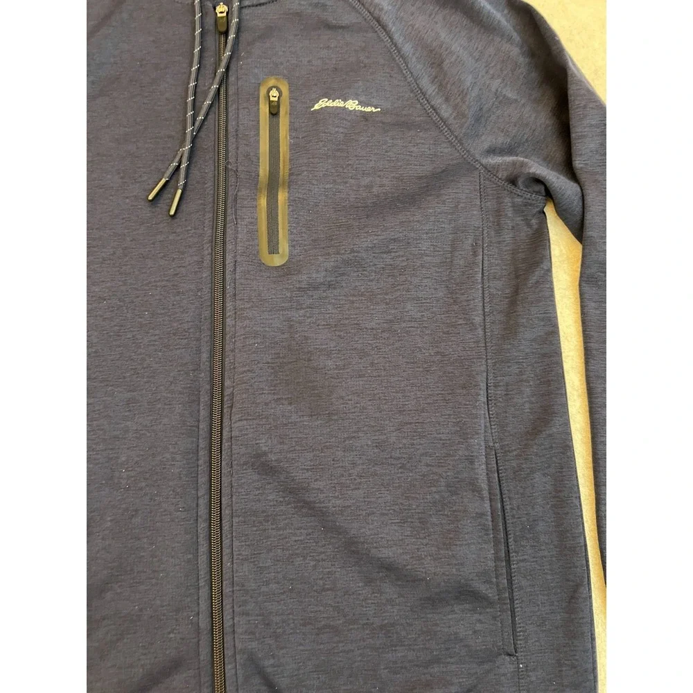 Eddie Bauer‎ Hoodie Men's Medium Navy FreeDry Fleece Performance Full Zip Jacket